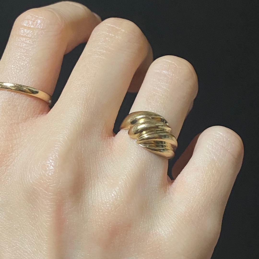 希少 レア イギリスヴィンテージ モダニストドームリング 9K