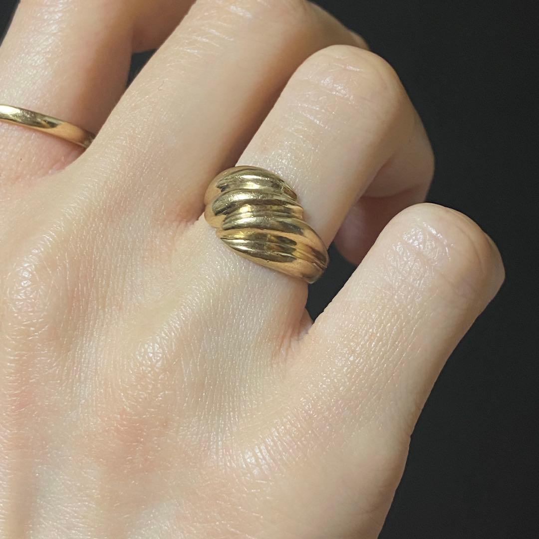 希少 レア イギリスヴィンテージ モダニストドームリング 9K