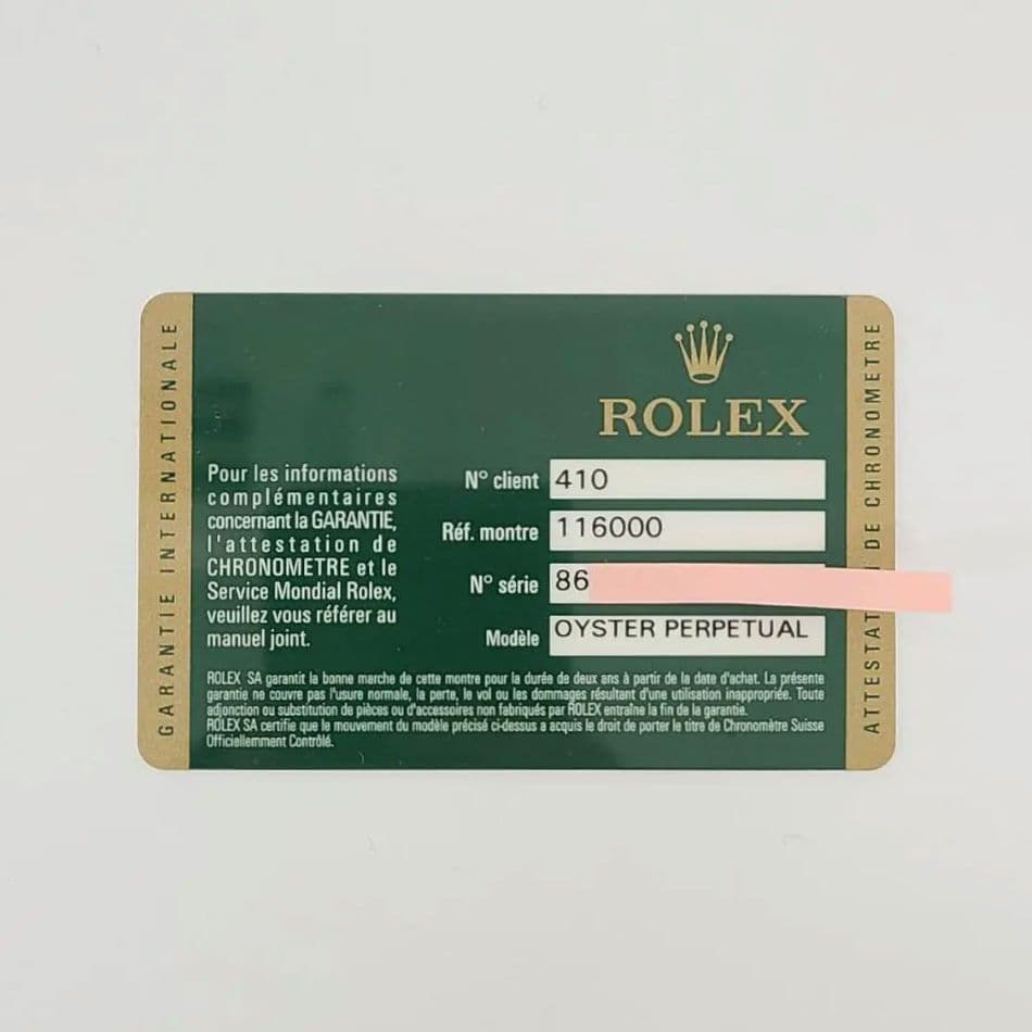 ロレックス ROLEX 116000 ギャランティカード