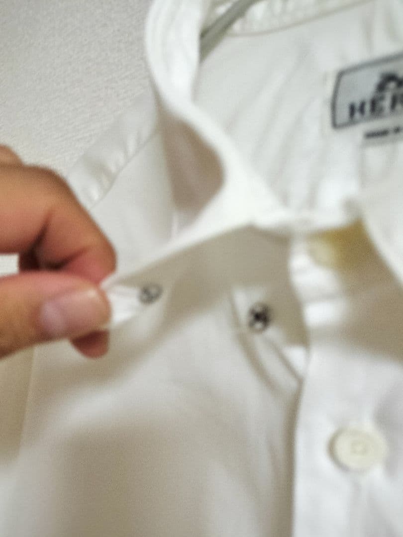 【HERMES】希少 隠しボタンダウンシャツ 白 17