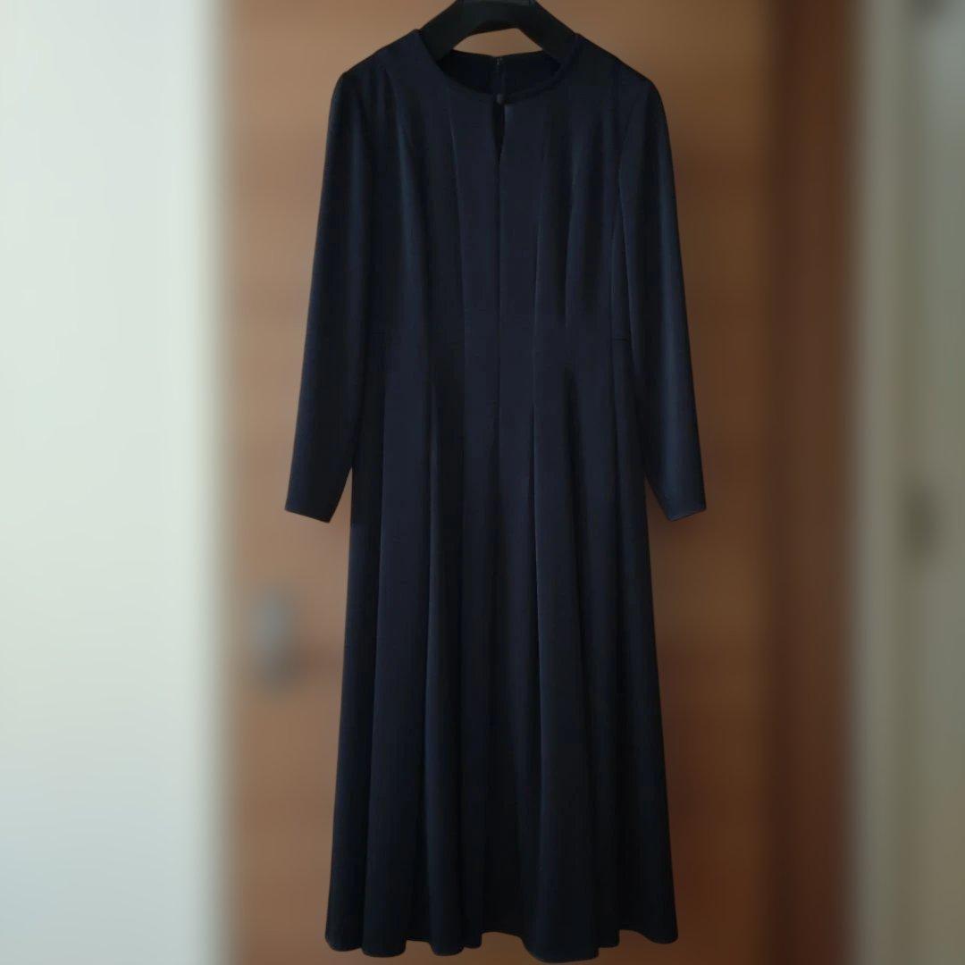 ネイビー 長袖 ワンピース　アナイ 38　セレモニー