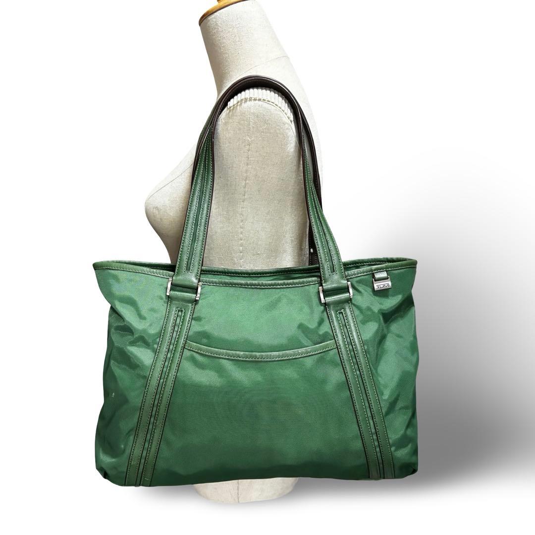 【ヴィンテージ】トゥミ　トートバッグ　ビジネス　グリーン　肩掛け　ナイロンレザー