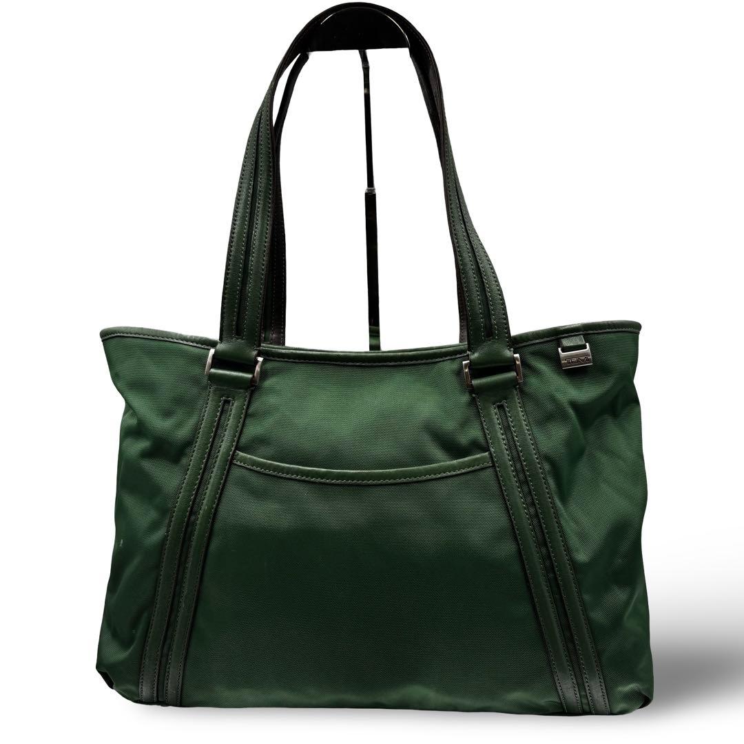 【ヴィンテージ】トゥミ　トートバッグ　ビジネス　グリーン　肩掛け　ナイロンレザー