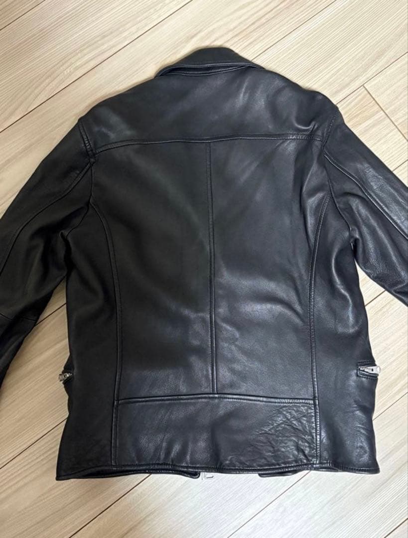 【極美品】本革 ダブルライダースジャケット Lサイズ 黒　グローバルワーク