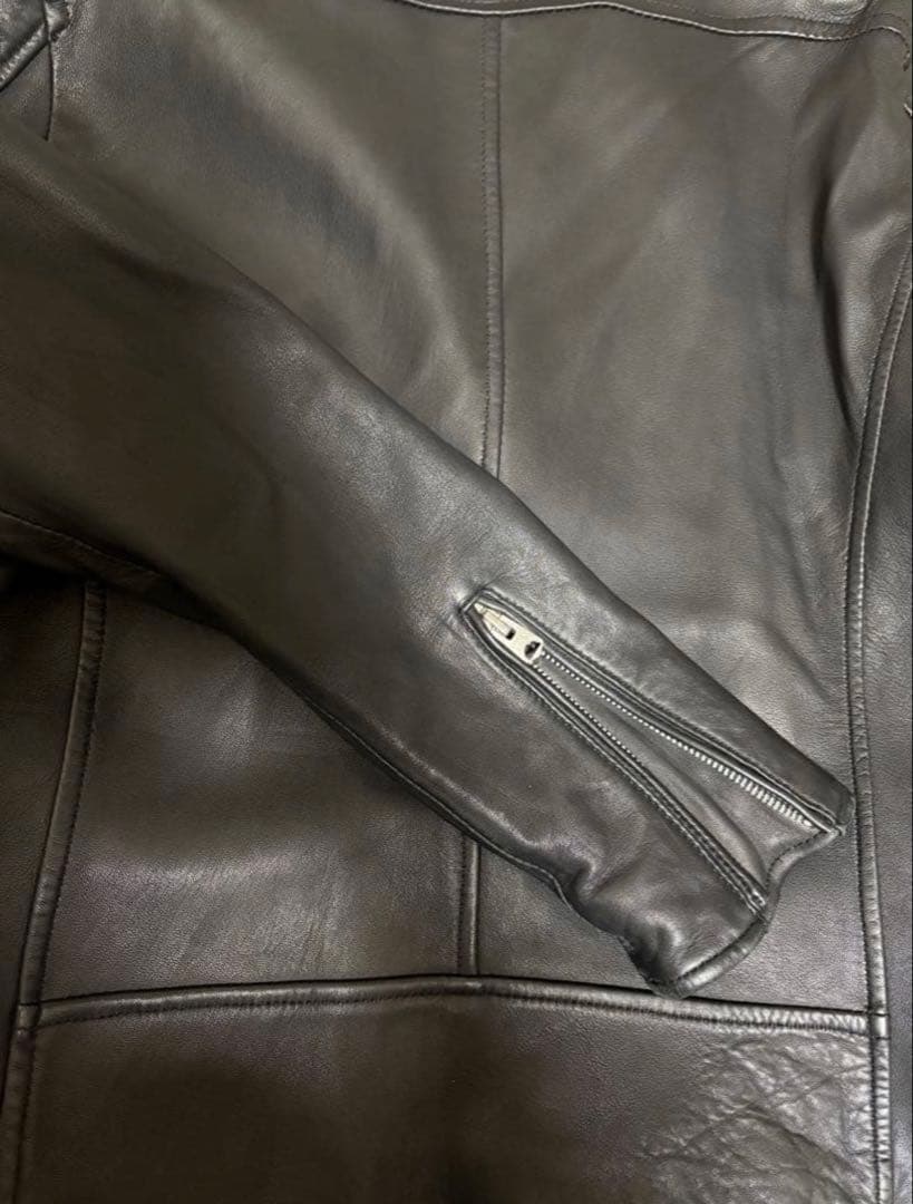 【極美品】本革 ダブルライダースジャケット Lサイズ 黒　グローバルワーク