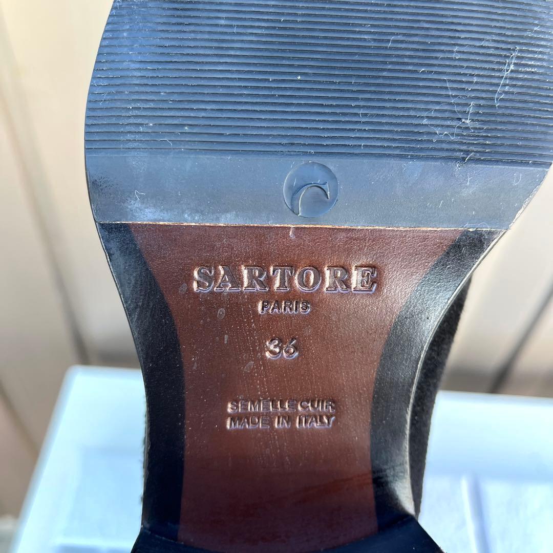 み*ょ様 36 SARTORE シングルベルト　ロングブーツ　黒　スエード　23