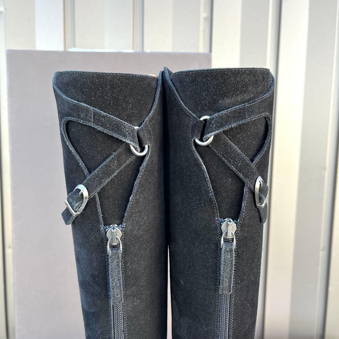 み*ょ様 36 SARTORE シングルベルト　ロングブーツ　黒　スエード　23