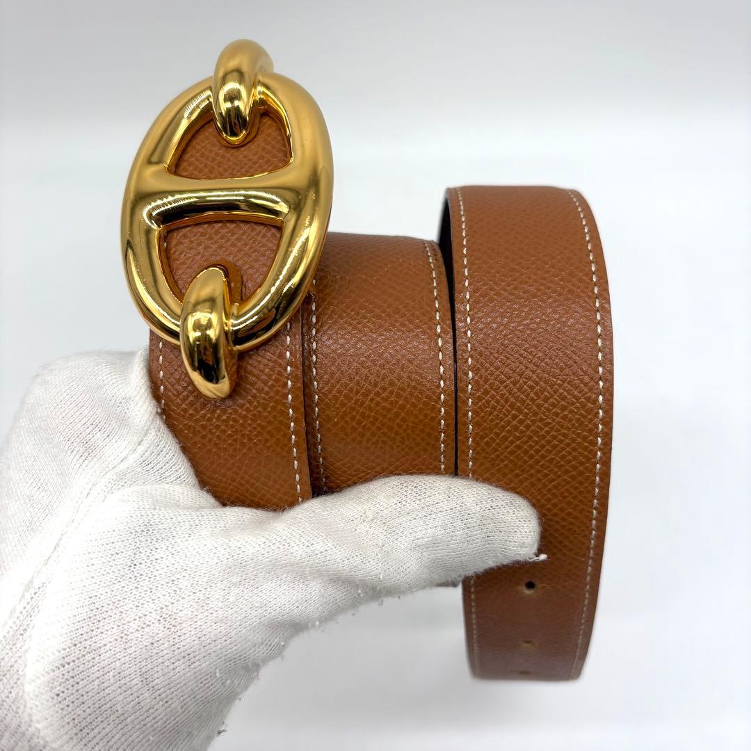 【希少 極美品】HERMES シェーヌダンクル リバーシブル ベルト ⬜︎R