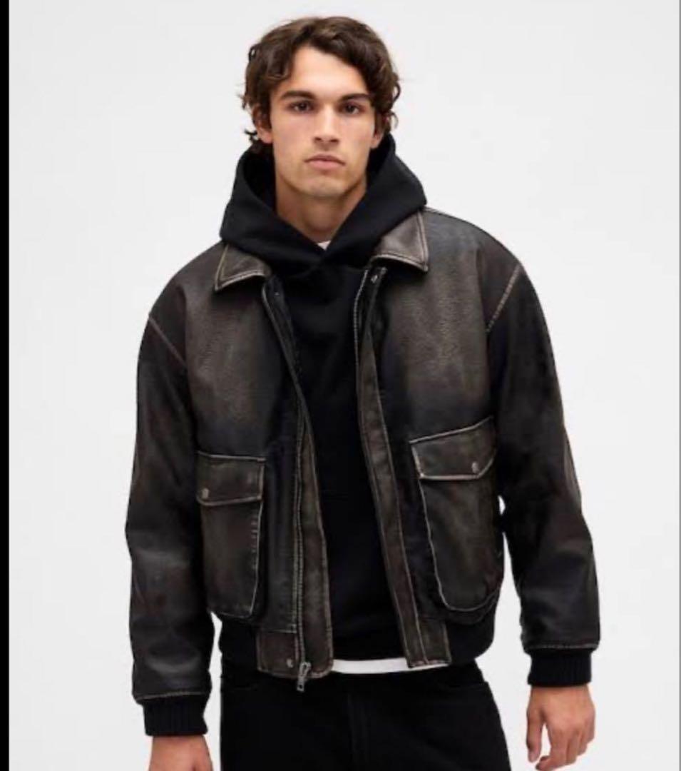 GAPリサイクルヴィーガンレザーポンバージャケット