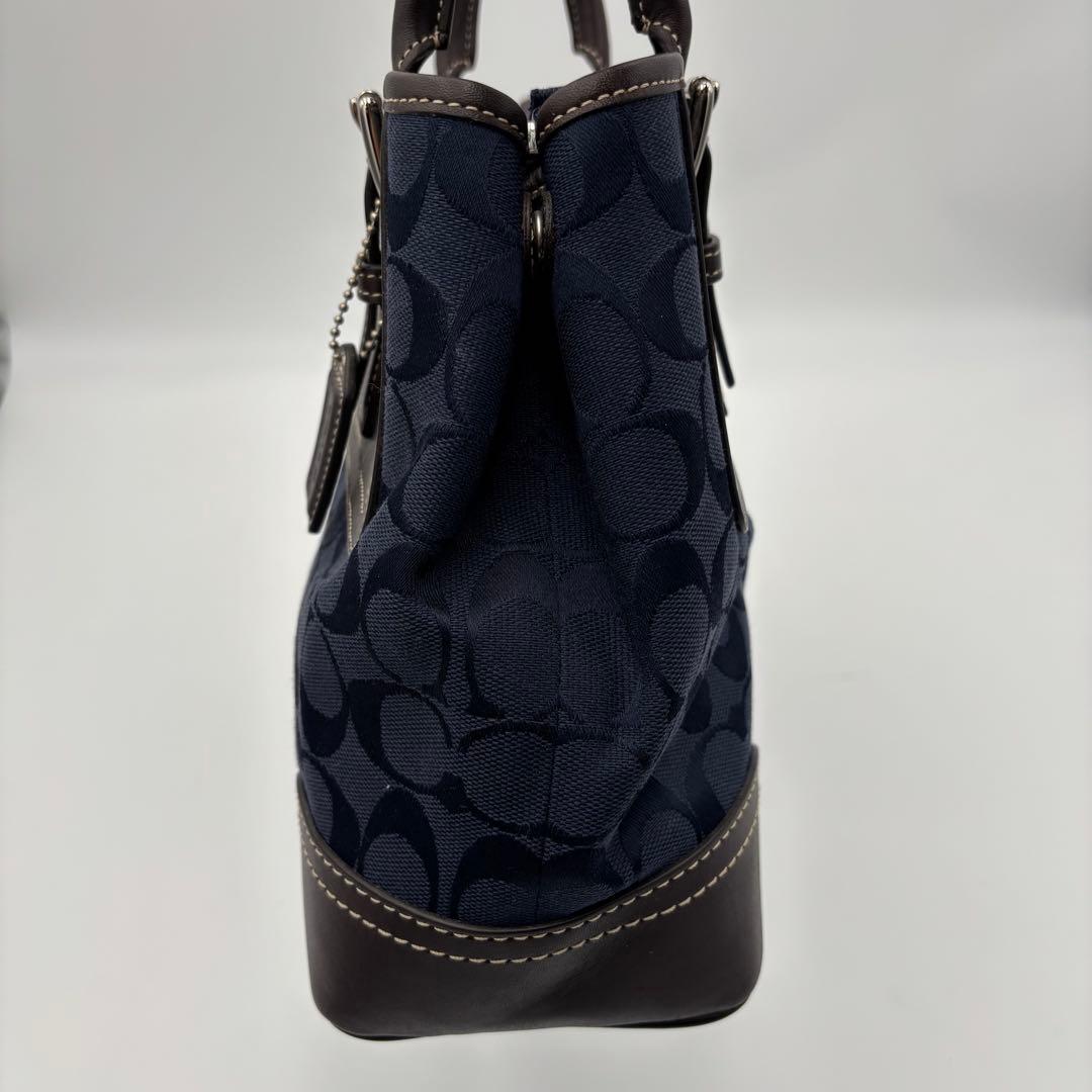 COACH コーチ ハンドバッグ シグネチャー ネイビー ブラウン 11220