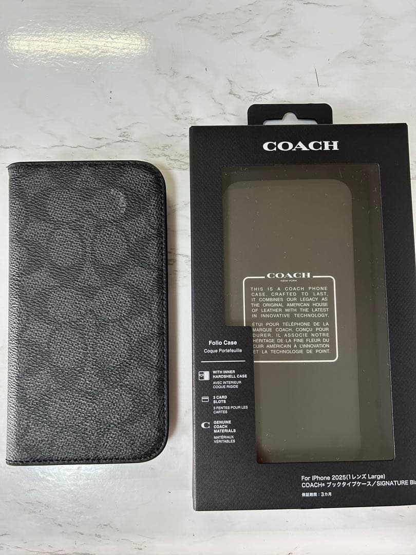 COACH iPhone用手帳型ケース グレー