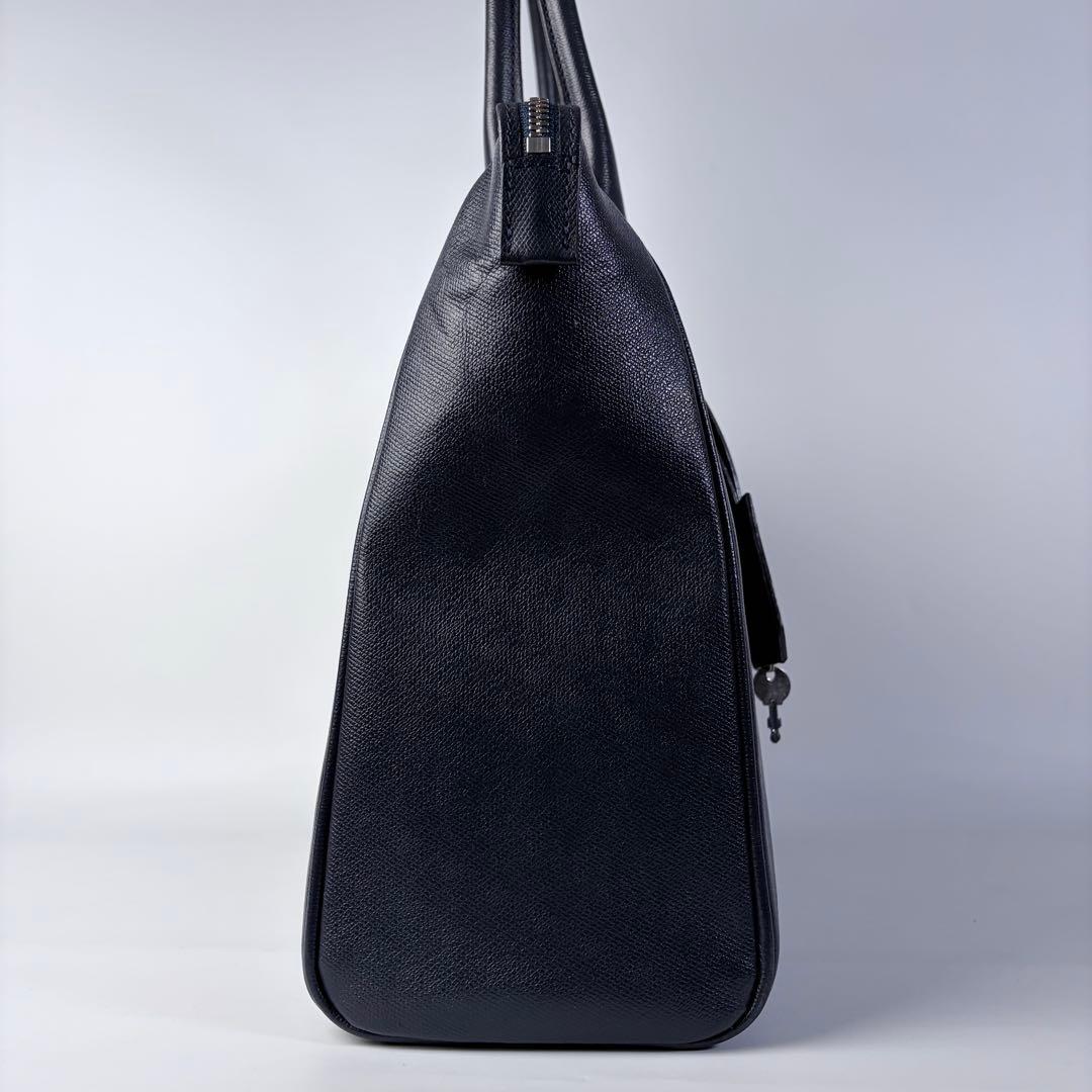 FUJITAKAレザートートバッグ B4 オーブ防水加工レザー国産鍵付きネイビー