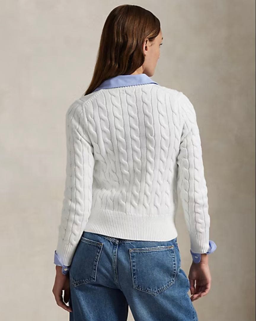 極美品 正規品 ポロラルフローレン ケーブルニット カーディガン ホワイト