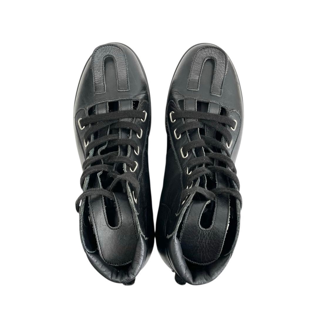 【美品】◾️ベリーボタン◾️アンクルブーツ◾️レースアップ◾️超厚底◾️本革◾️ブラック