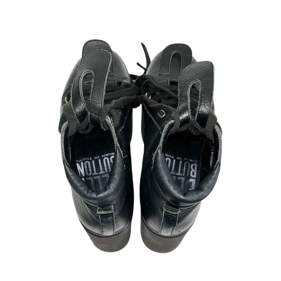 【美品】◾️ベリーボタン◾️アンクルブーツ◾️レースアップ◾️超厚底◾️本革◾️ブラック