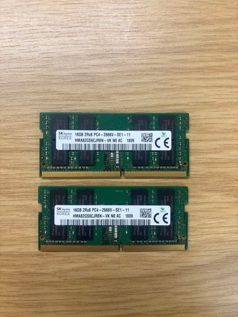 SK hynix 16GB DDR4 2666MHz メモリー2つ