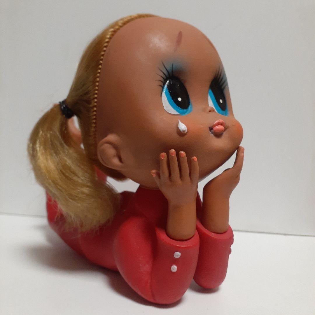 ビンテージ　昭和レトロ　ビンテージドール　女の子ソフビ人形　涙浮かべてる…