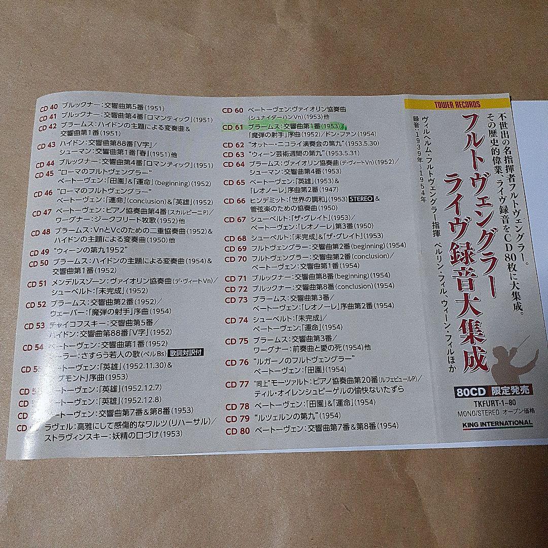 フルトヴェングラー　ライブ録音大集成（80CD）タワーレコード　シャツ＆スタンド