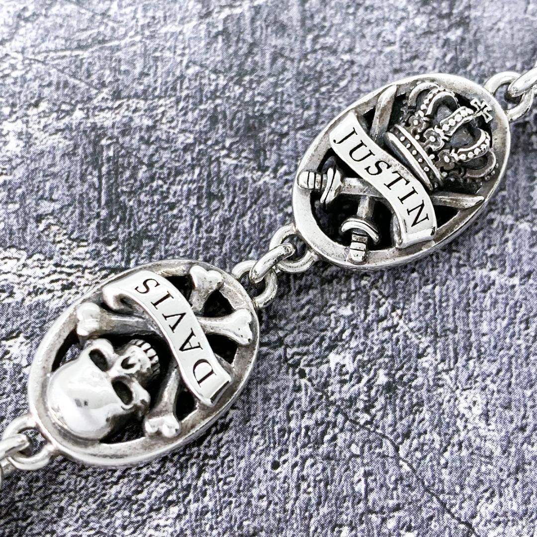 定価9.1万・廃盤★Justin Davis クラウン・スカルブレスレット