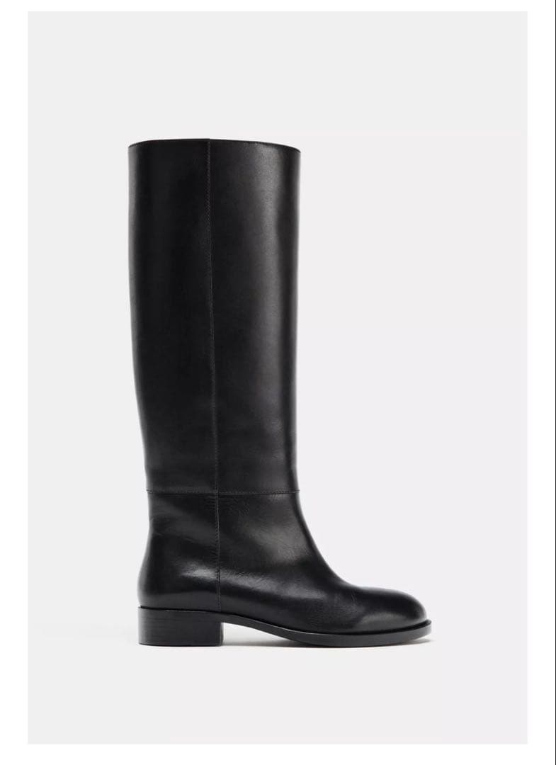 ZARA フラットリアルレザーブーツ　38