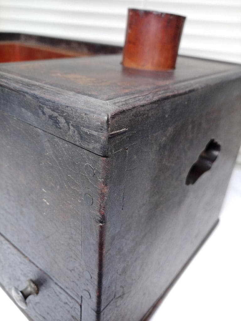 囲炉裏 江戸火鉢 長火鉢 無垢欅 銅落とし 手あぶり火鉢 小型 ミニサイズ