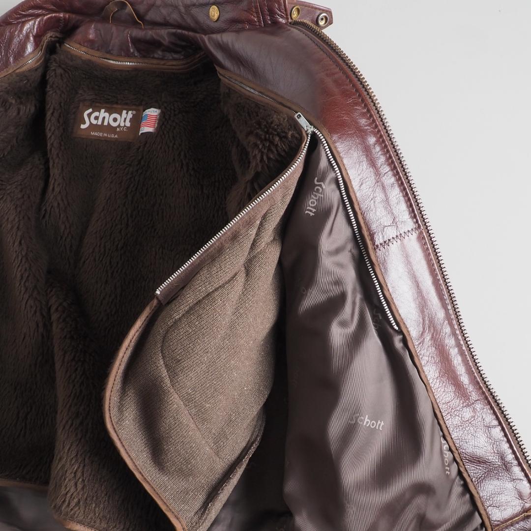 Schott　トラッカージャケット　40　レザージャケット　ライナー付き　赤茶