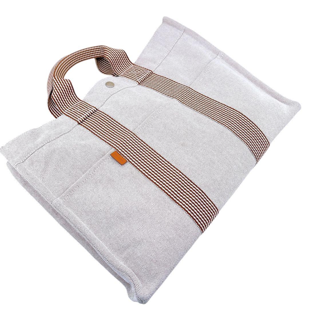 【極美品】エルメス/トートバッグ/ニューフールトゥMM /A4/茶色/キャンバス