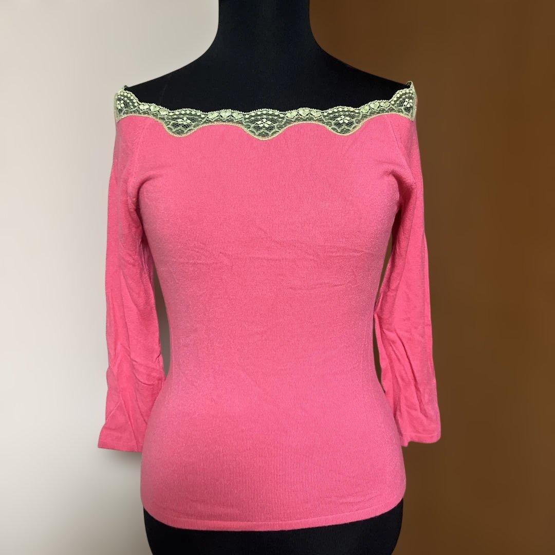 BluGirl Blumarine ピンク 長袖Tシャツ　美品　ラブリーレースM