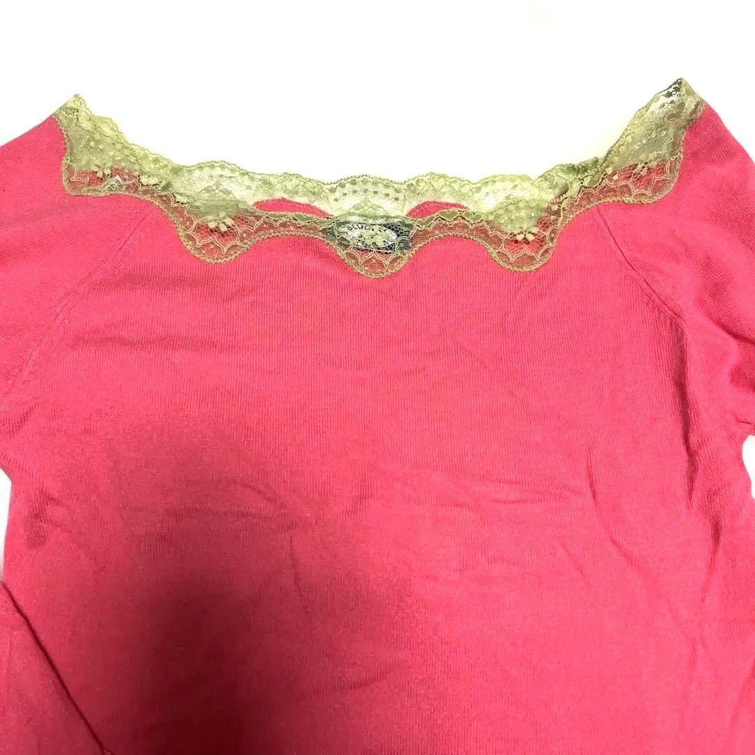 BluGirl Blumarine ピンク 長袖Tシャツ　美品　ラブリーレースM