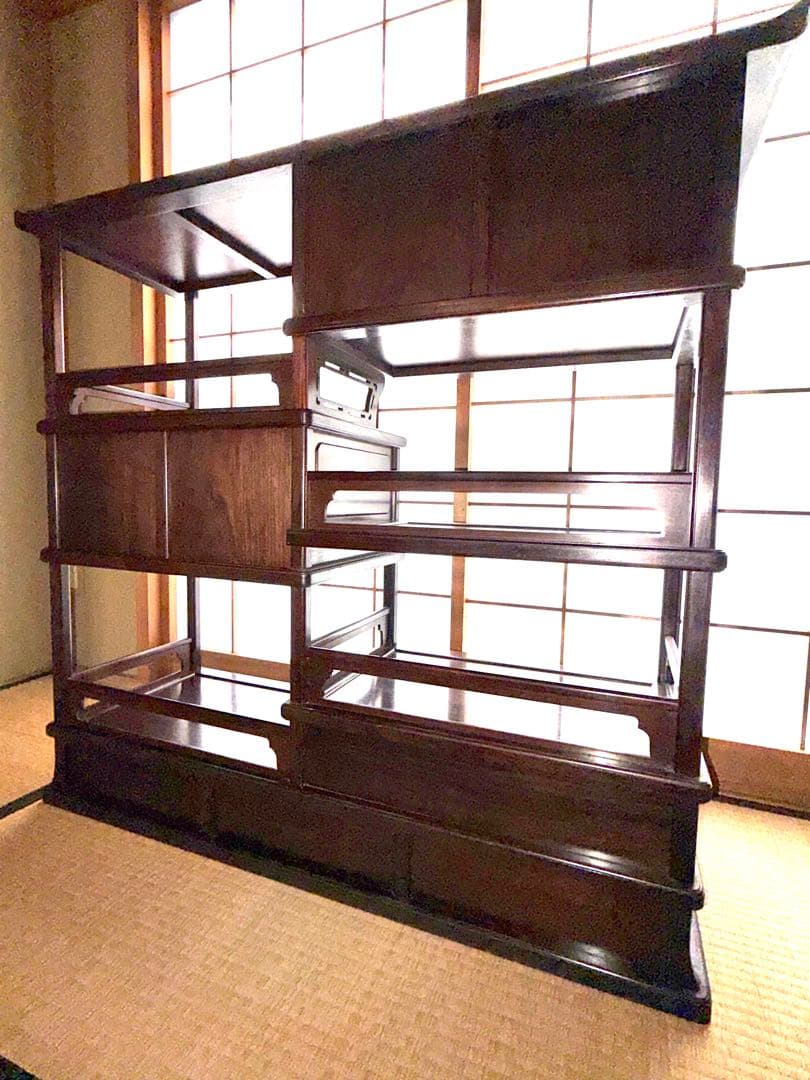 唐木　紫檀　蒔絵　飾り棚　古家具