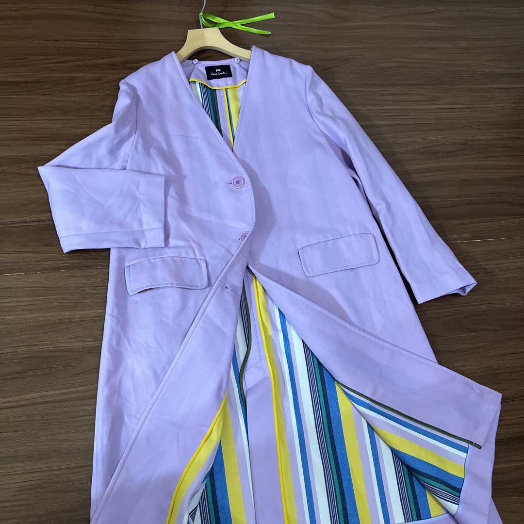 美品✨　ポールスミス　コート　ノーカラー　2way 44L 紫