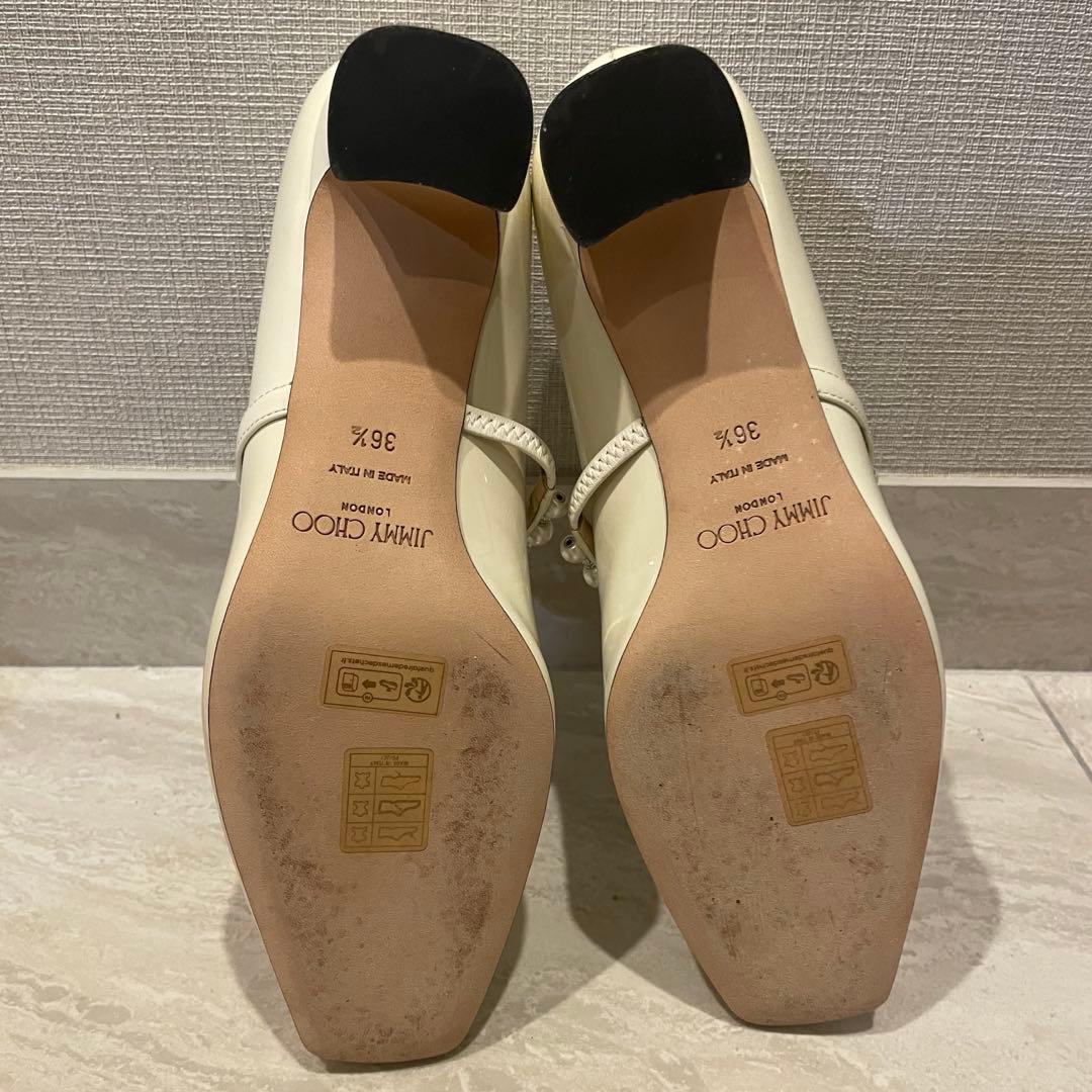 【美品】jimmy choo ADE スクエアトゥ　パール　パンプス