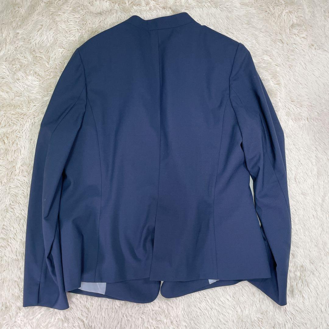 【美品44サイズ】グリーンレーベルリラクシング　ノーカラー　無地　パンツスーツ