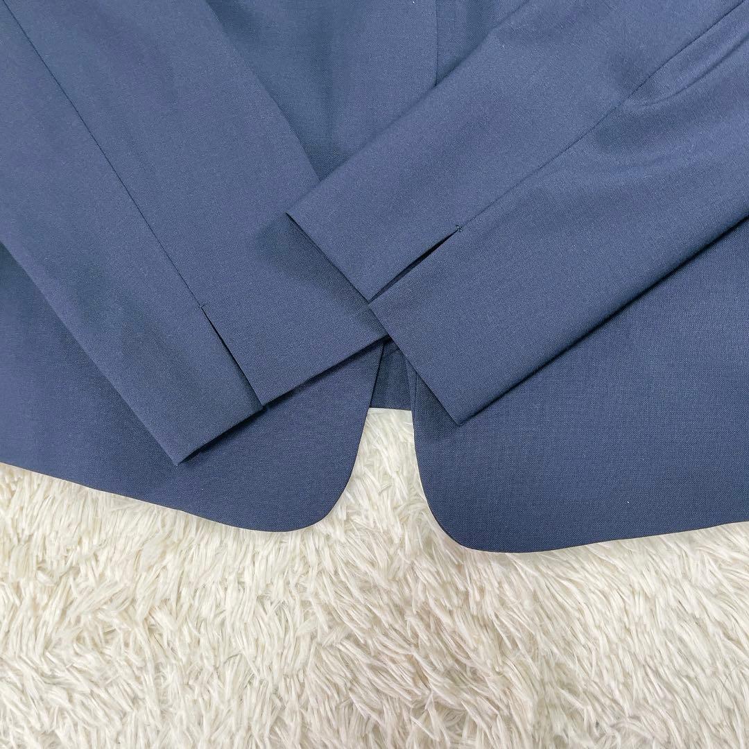 【美品44サイズ】グリーンレーベルリラクシング　ノーカラー　無地　パンツスーツ