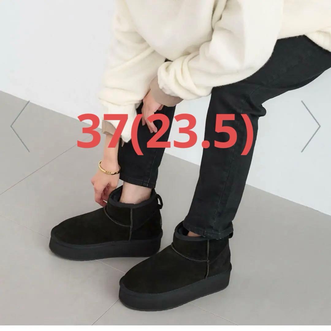 ブラック ムートンブーツ 厚底　EMU