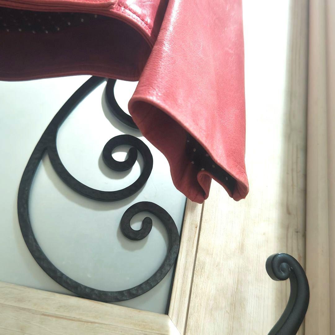 寄付　対象　アントニアリソン　ライダース　ジャケット　革　ピンク　L　牛　ボタン