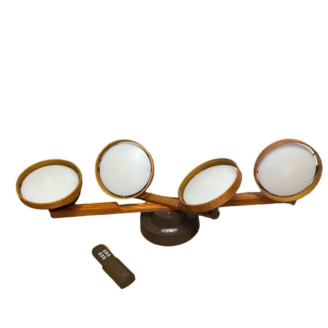 美品✨送料無料✨スワン　木製フレーム　4灯シーリングライト　おしゃれ