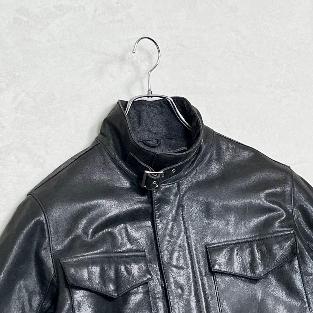 『ユナイテッドアローズ』M65 フィールドジャケット レザー 牛革 ダブルジップ