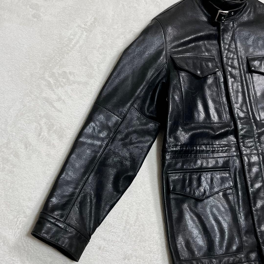 『ユナイテッドアローズ』M65 フィールドジャケット レザー 牛革 ダブルジップ