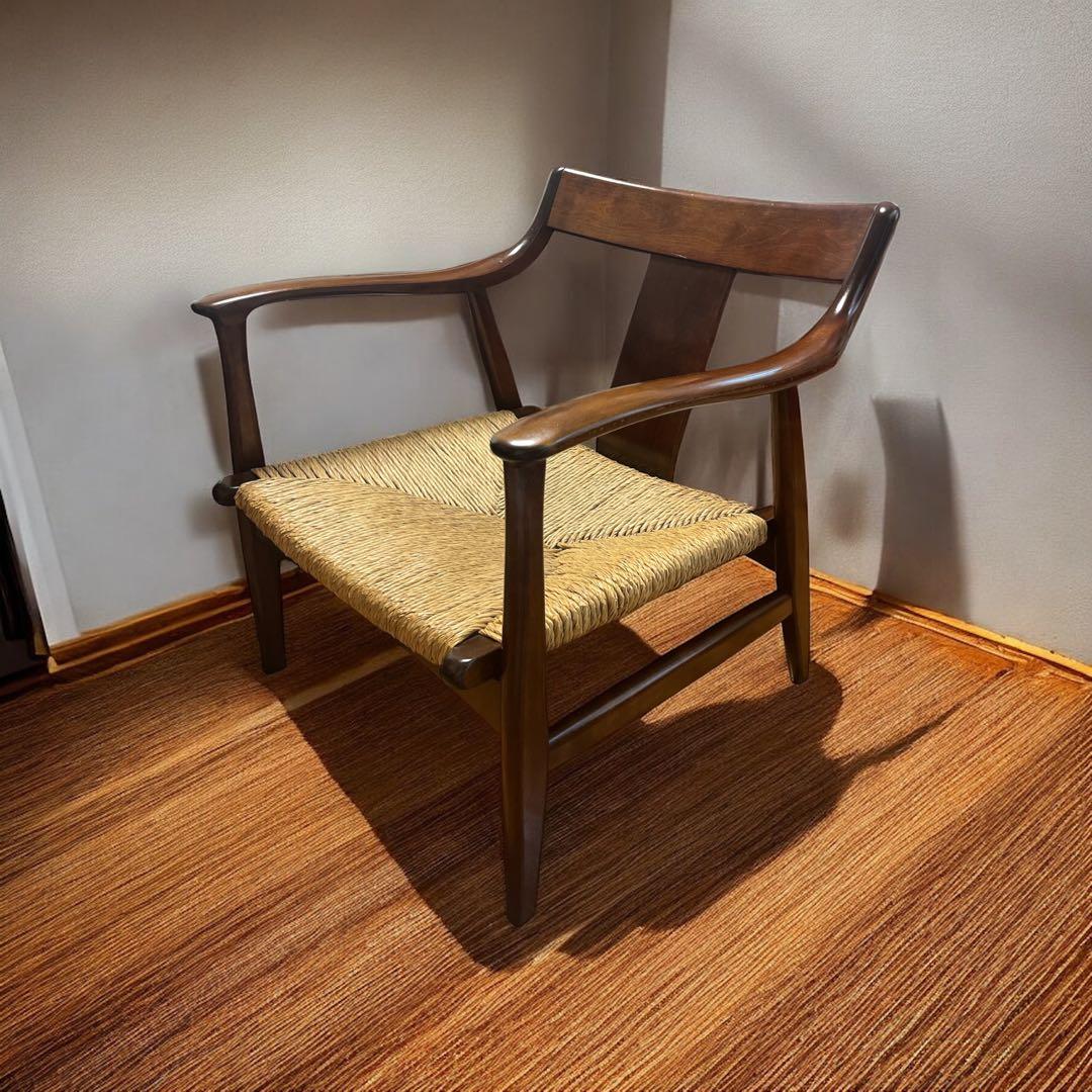 美品 松本民芸 家具 77型 曲肘 ラッシ アーム チェア ②