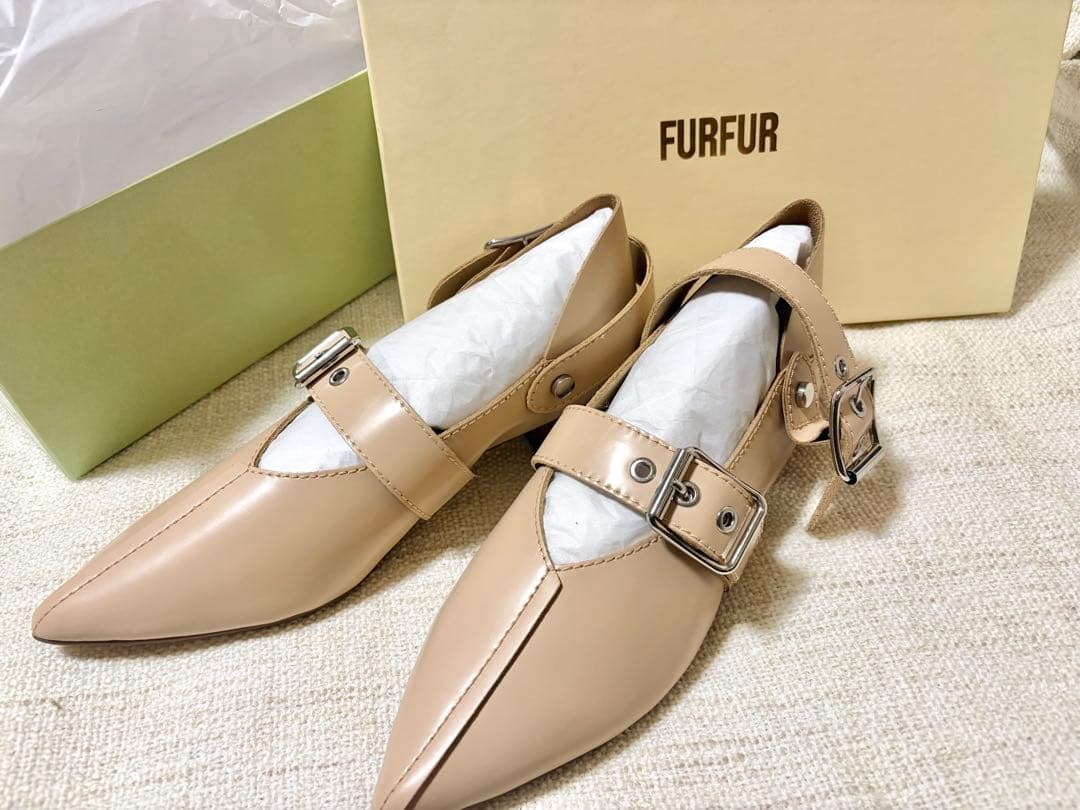 FURFUR ベージュ ダブルストラップバブーシュ 37 【新品】