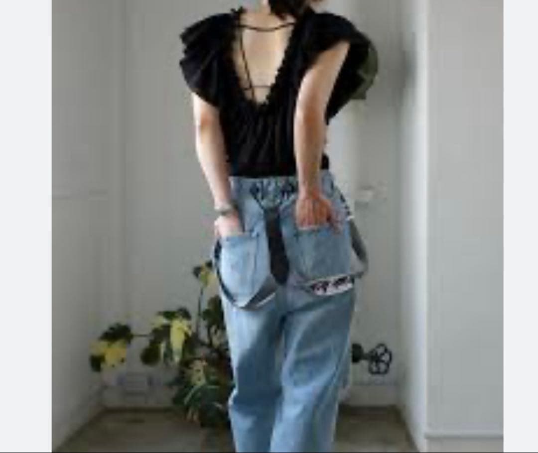 FUMIE TANAKA big frill lace cami ブラック