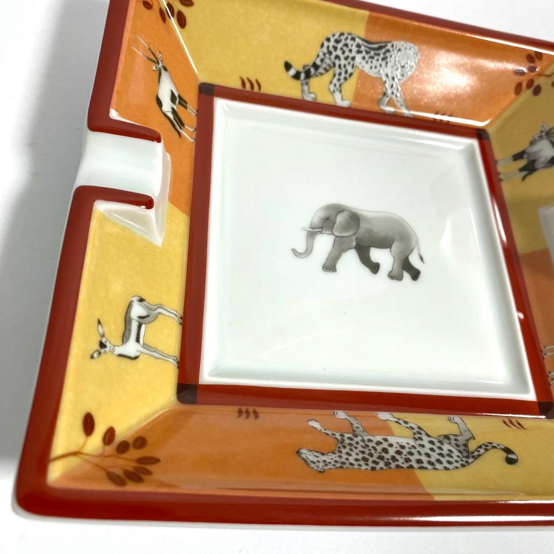 HERMES エルメス 灰皿 アッシュトレイ アフリカ サバンナ 象 チーター