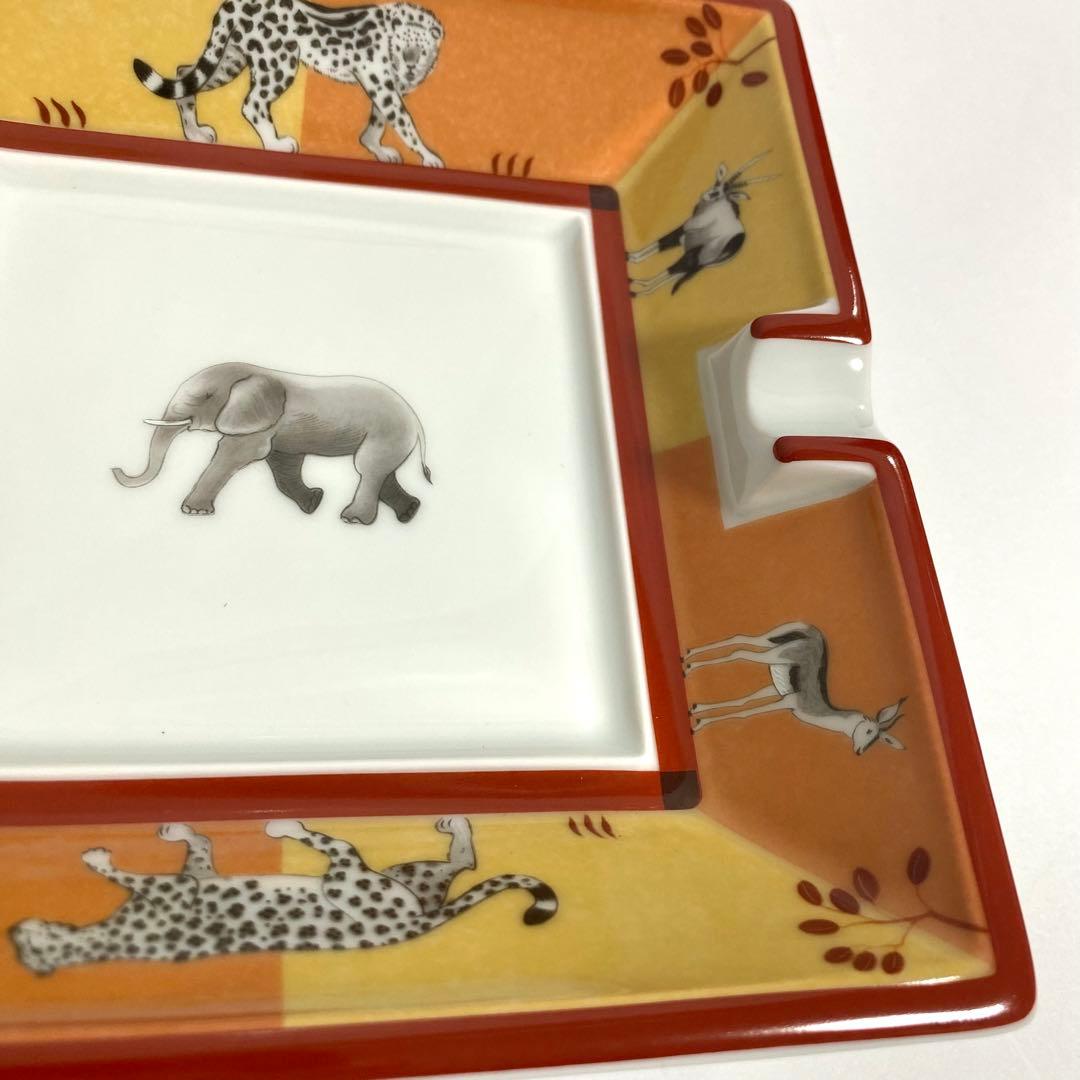 HERMES エルメス 灰皿 アッシュトレイ アフリカ サバンナ 象 チーター