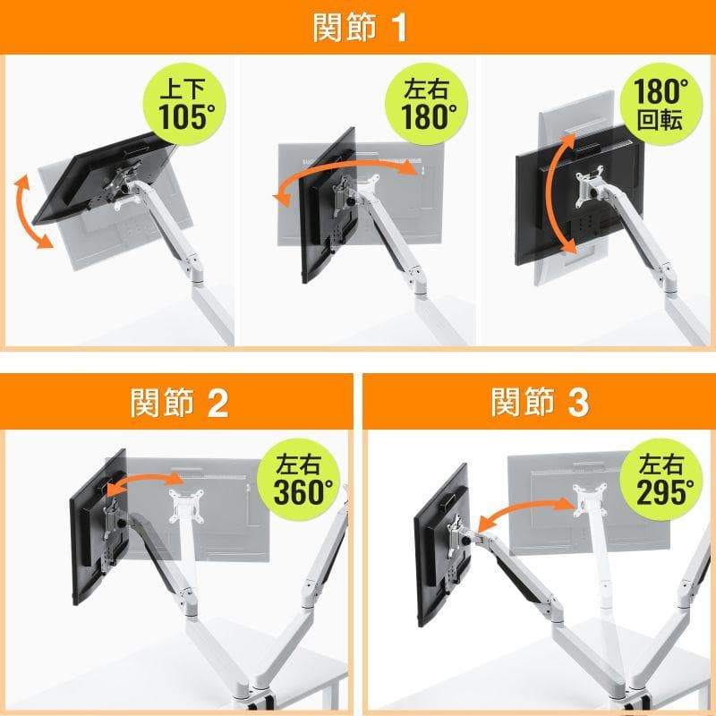 サンワサプライ デュアル モニターアーム タブレット用ホルダー付