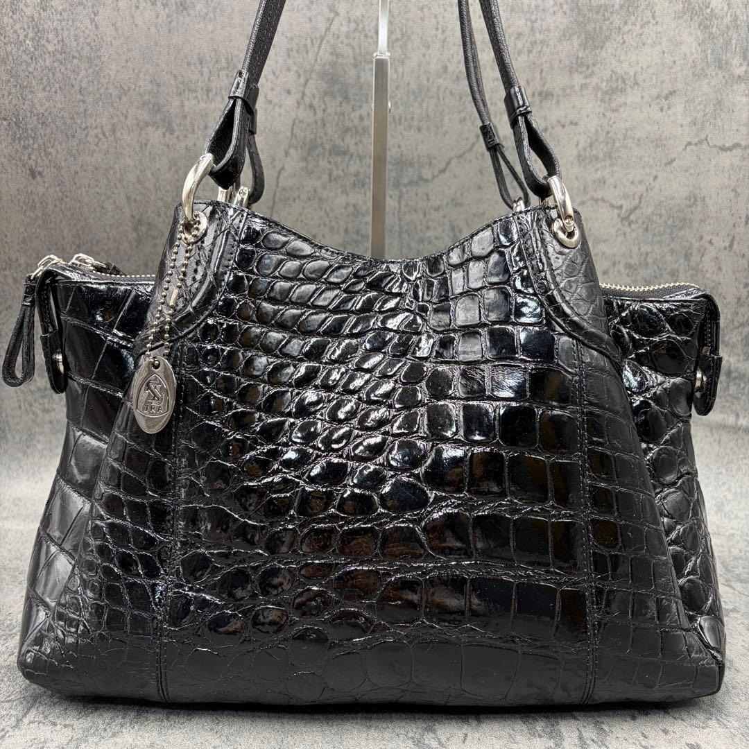 JRA シャイニング クロコダイル トートバッグ 肩掛け メンズ 黒 ペイズリー
