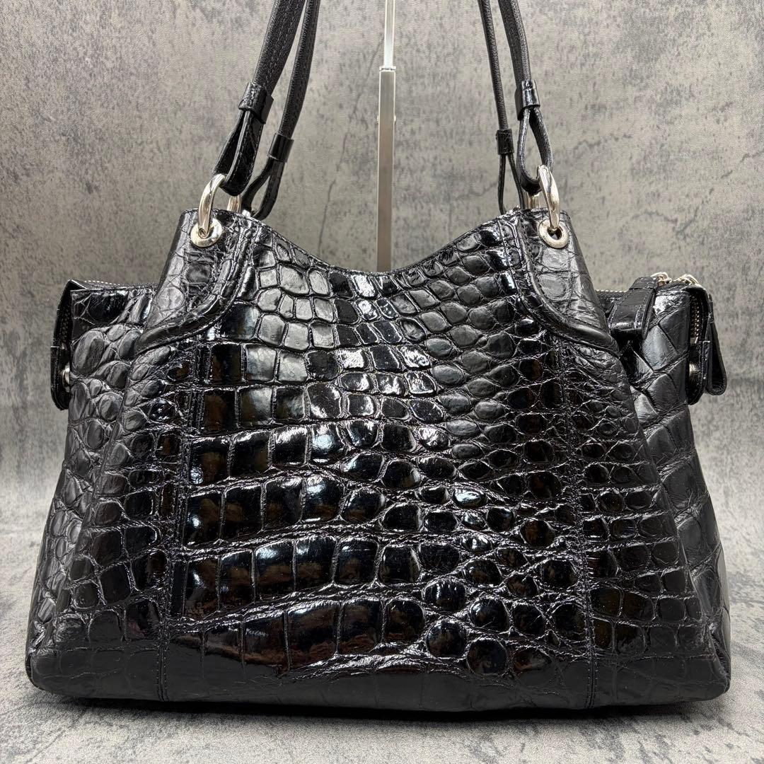 JRA シャイニング クロコダイル トートバッグ 肩掛け メンズ 黒 ペイズリー