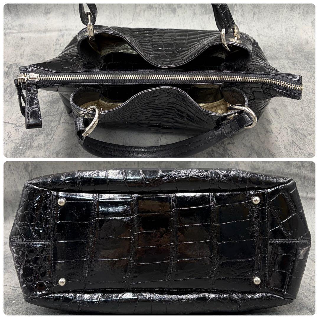 JRA シャイニング クロコダイル トートバッグ 肩掛け メンズ 黒 ペイズリー