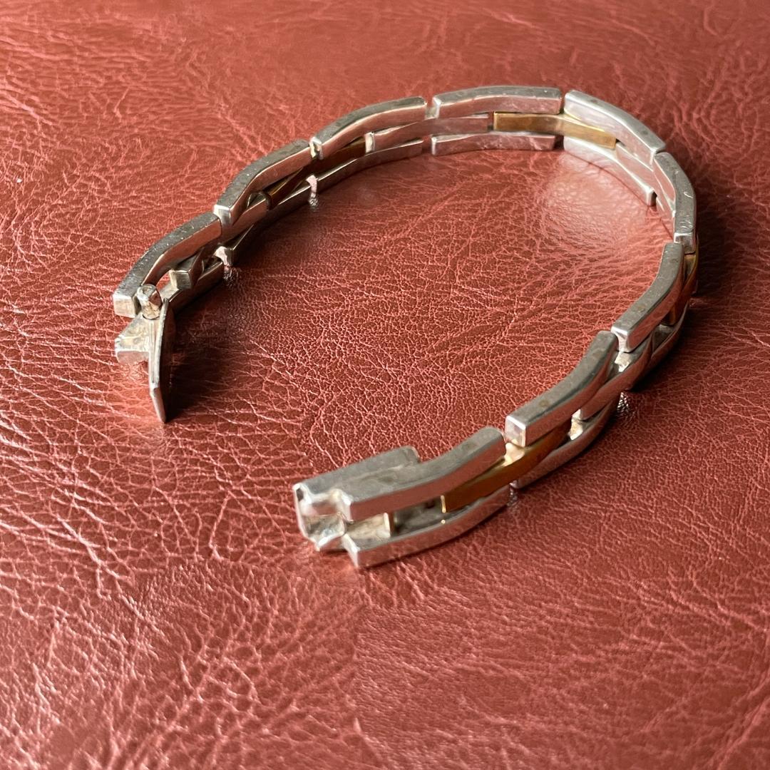 ヴィンテージ シルバー925 メンズ ブラス リンクブレスレット メキシコ製