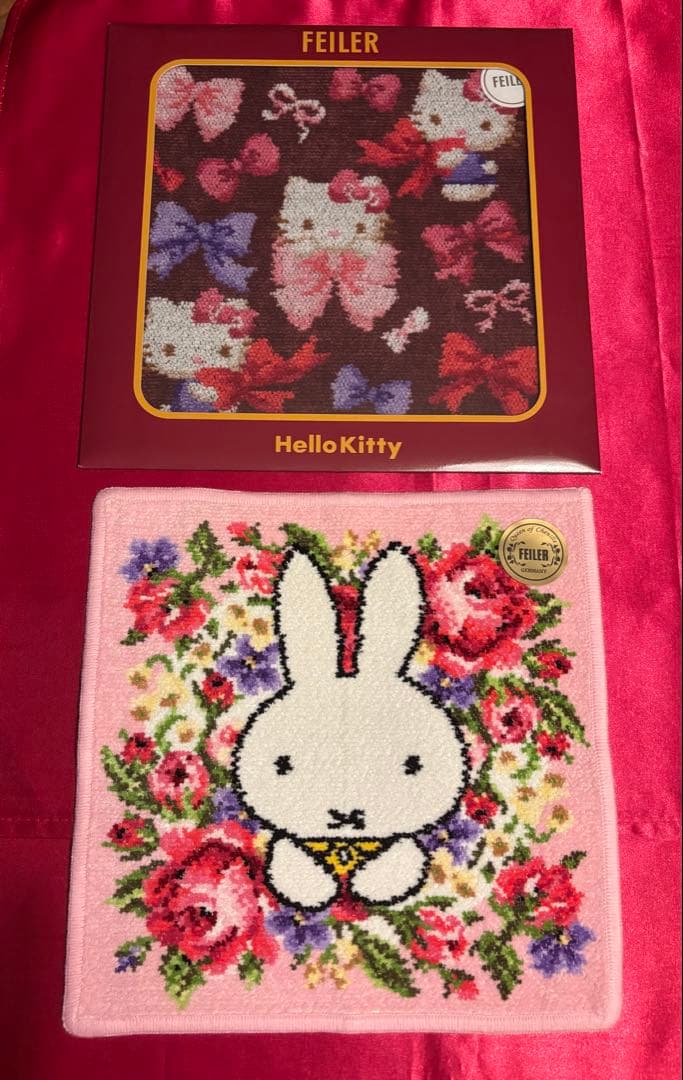 FEILER キティ ・ミッフィー クリームソーダ柄ハンカチ3枚・ぺぺランチ